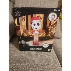 Gemmy Christmas Inflatable Jack Skellington with Wish List 5.5 ft Tall NEW NIB